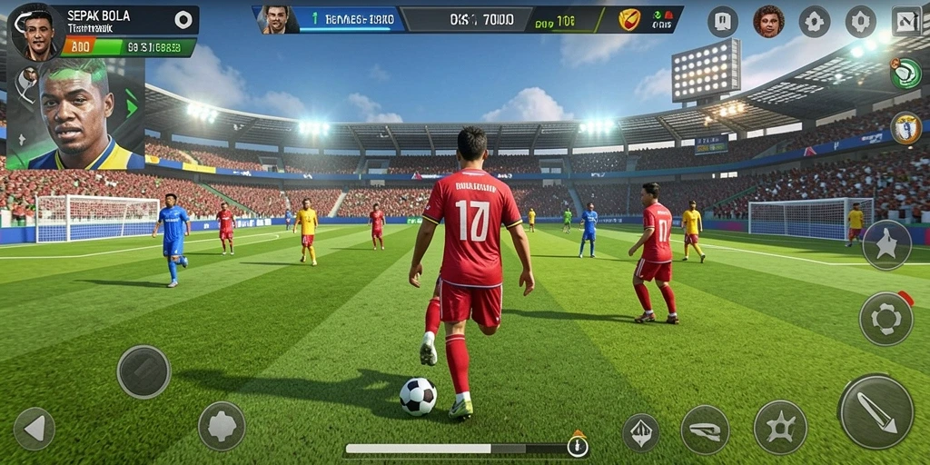 Tampilan gameplay menarik dari game sepak bola BARU01.