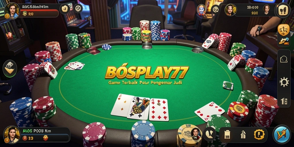 Screenshot gameplay BOSPLAY77 menampilkan aksi seru Poker.