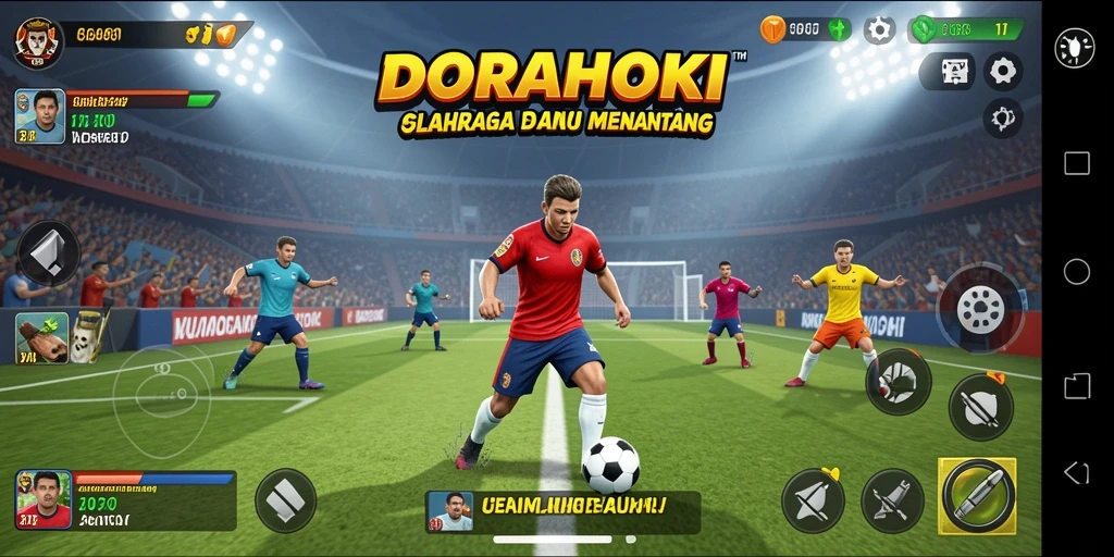 Gameplay seru di DORAHOKI dengan aksi olahraga yang mendebarkan.