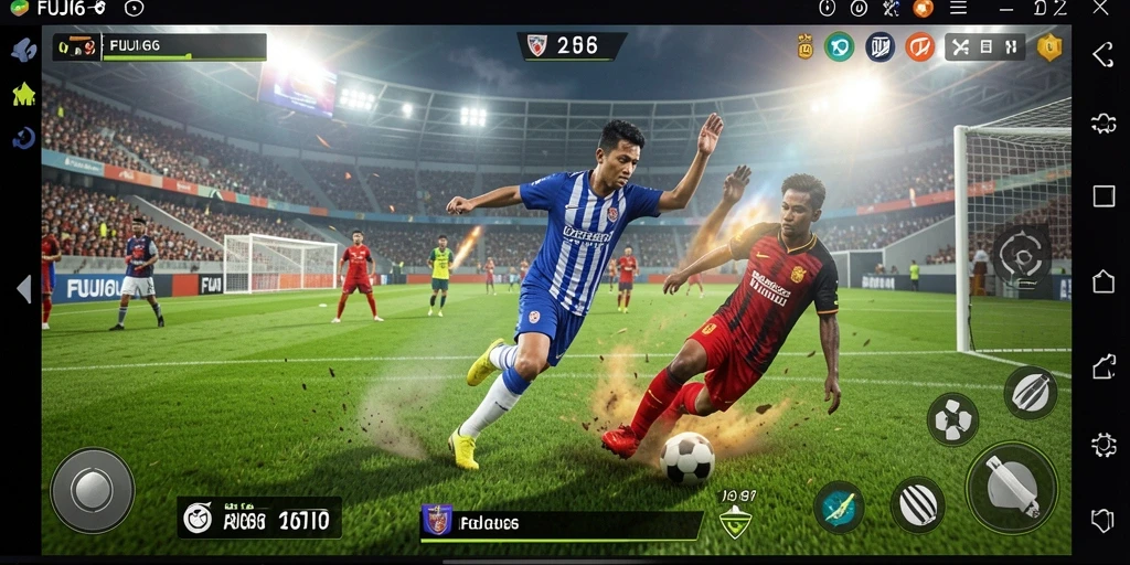 Tampilan gameplay sepak bola yang mendebarkan di FUJI66.
