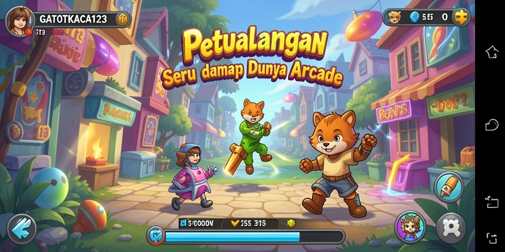 Gameplay seru GATOTKACA123 dengan karakter unik dan rintangan menarik.