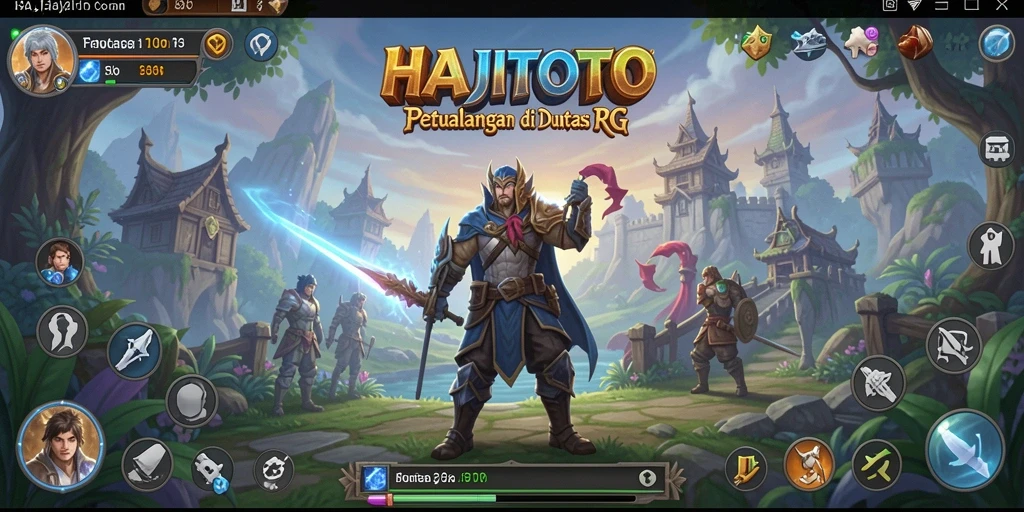 Screenshot gameplay HEJITOTO menampilkan pertarungan epik di dunia fantasi.