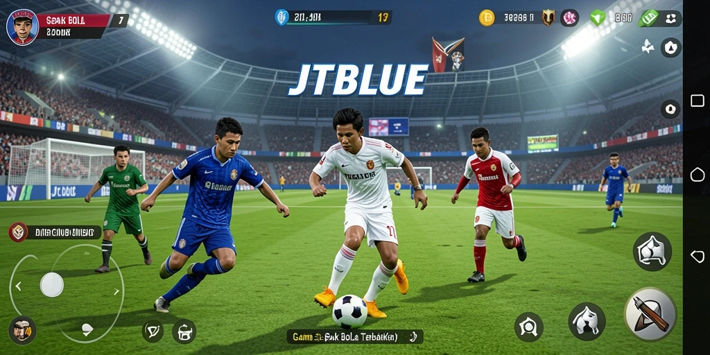 Tampilan gameplay JTBLUE dengan aksi seru di lapangan.