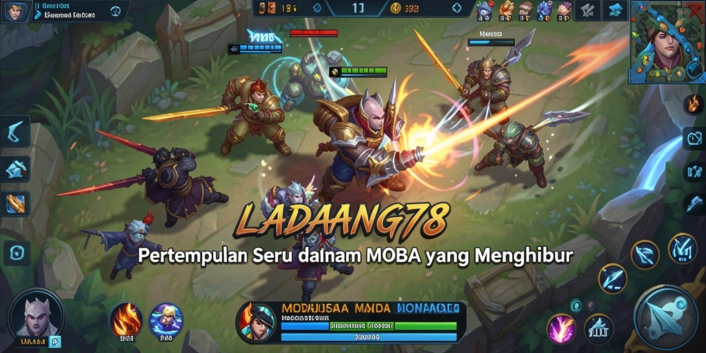 Tampilan layar gameplay seru dalam LADANG78, penuh aksi tim.