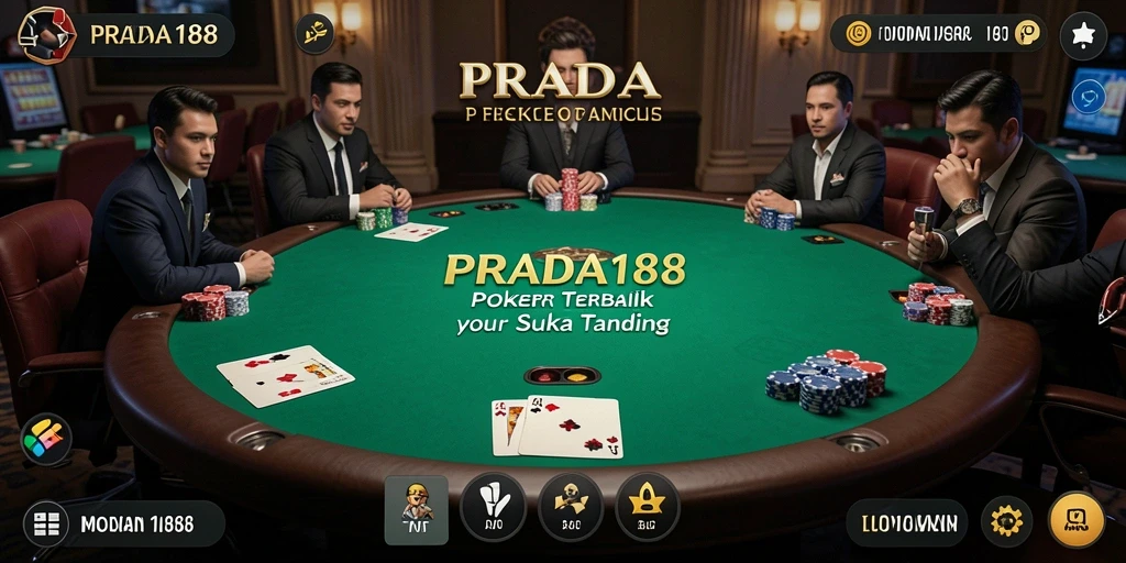 Tampilan gameplay seru di PRADA188 dengan pemain sedang bertanding Poker.