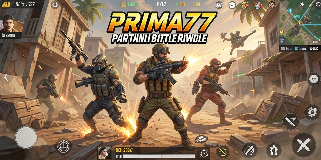 Tampilan gameplay seru dalam PRIMA77 Battle Royale.
