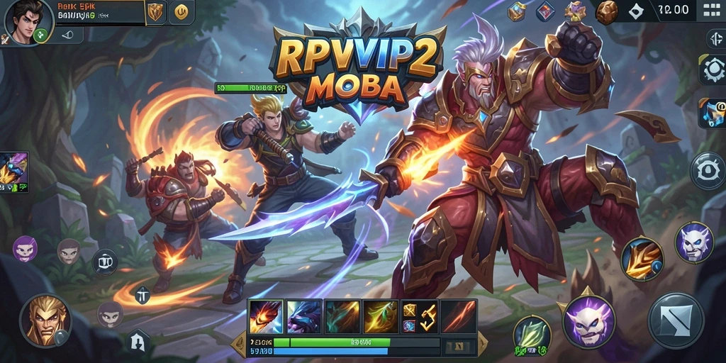 Tampilan gameplay yang intens dari RPVIP2 dalam pertempuran MOBA.