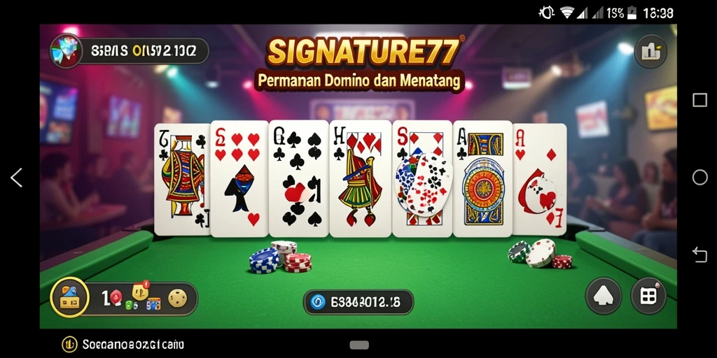 Tampilan gameplay domino SIGNATURE77 yang seru dan interaktif.