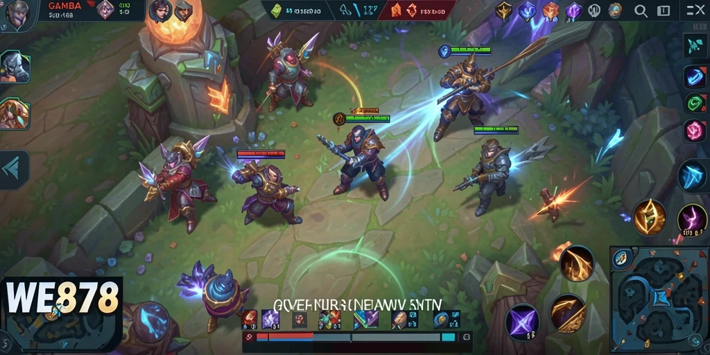 Tangkapan layar WE878 menampilkan aksi seru dalam gameplay MOBA.